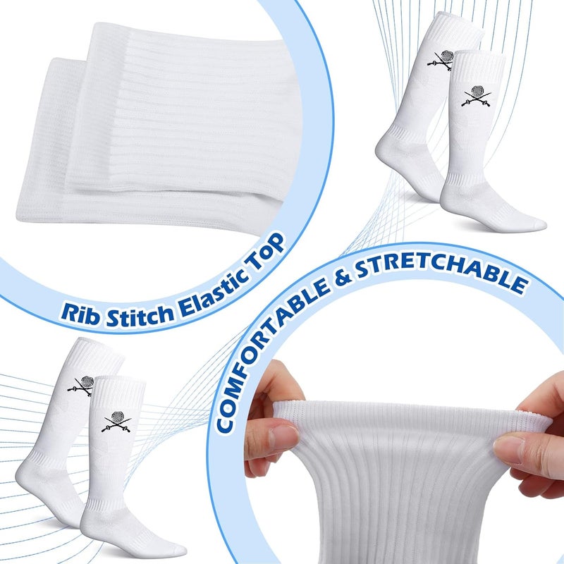 Glitopper 5 Pairs Fencing Socks for Epee Sabre and Foil White Cotton Knee High Socks Comfortable Support Athletic Stockings for Men Youth - Image 3